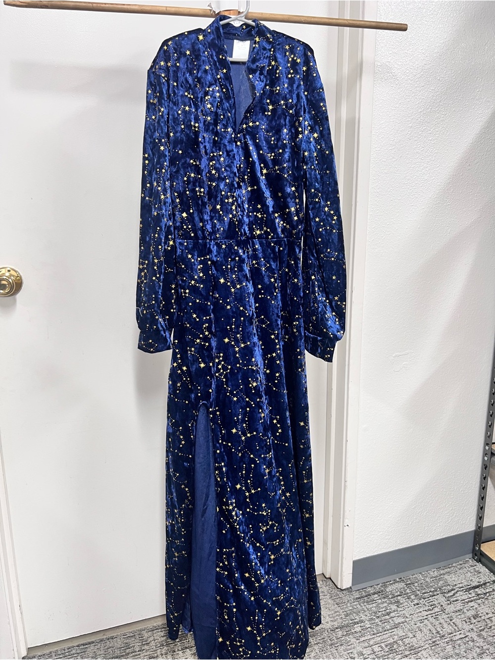 Women’s costume witch Star-Embellished Navy Velvet Maxi Dress